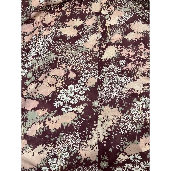 Vintage 70s Sheer Watercolor Floral Print Midi Dress Long Sleeve Tie Neck Ruffle - Picture 12 of 13